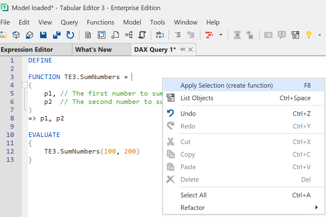 Creating a DAX UDF from DAX Query